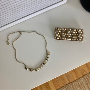 🪴$5/25🪴 Bundle! 2 Pc Gold Studded Necklace + Bracelet Set